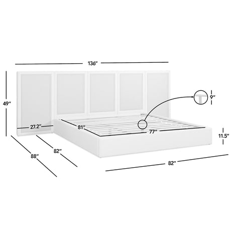 Capri Extended Headboard Cane Platform Bed, Antique White Polyester - OROA Online Furniture