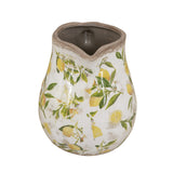 White Ceramic Pitcher Vase with Lemon Motif - OROA
