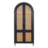 Black Arched Cabinet with Rattan Doors | Maison Naturelle