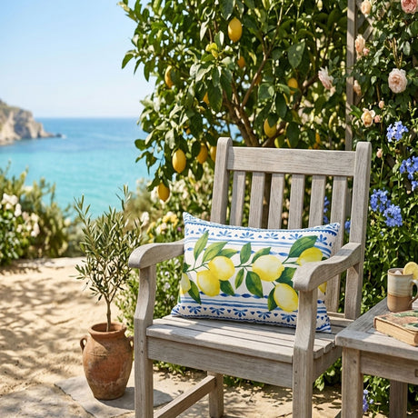 Summer Fresh Lemon Lumbar Outdoor Pillow | OROA