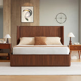 Walnut Finish Fluted King Platform Bed – OROA, view 2