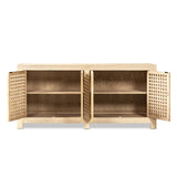 Alden Reclaimed Pine Lattice 4-Door Cabinet, Brushed White - OROA Online Furniture