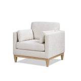 Knox Modern Farmhouse Arm Chair, Light Beige Chenille with Pinewood Frame - OROA Online Furniture