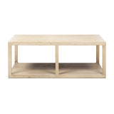 Ellis Reclaimed Pine Open Frame Coffee Table with Lower Shelf, Light Natural Cerused - OROA Online Furniture