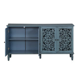 Antique Buffet Cabinet with Floral Carvings - OROA