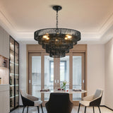 Rustic 5-Tier Black Hemp Rope Pendant Light Chandelier