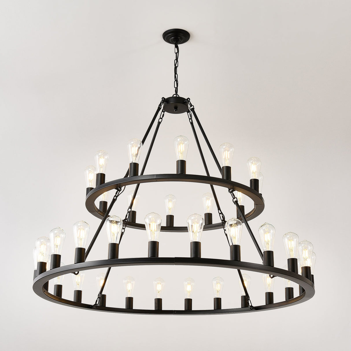 Black Wagon Wheel Chandelier - OROA