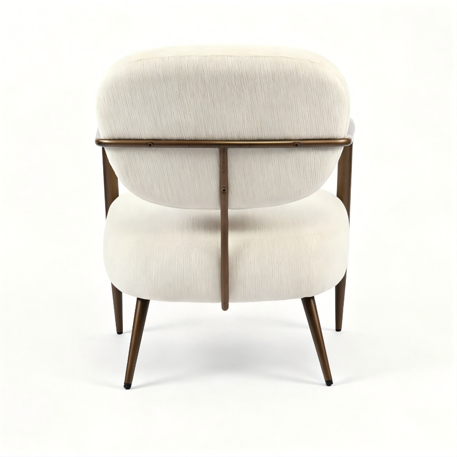 Cream Textured Accent Chair with Bronze Metal Frame | Catchy