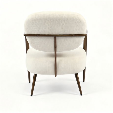 Cream Textured Accent Chair with Bronze Metal Frame | Catchy