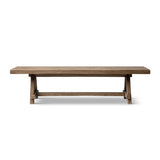 Hawthorne Reclaimed Elm Trestle Dining Bench, Heritage Medium Dark Brown - OROA Modern Furniture