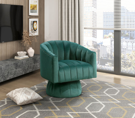 Dark Green Channel Stitched Velvet Swivel Chair – OROA, view 8