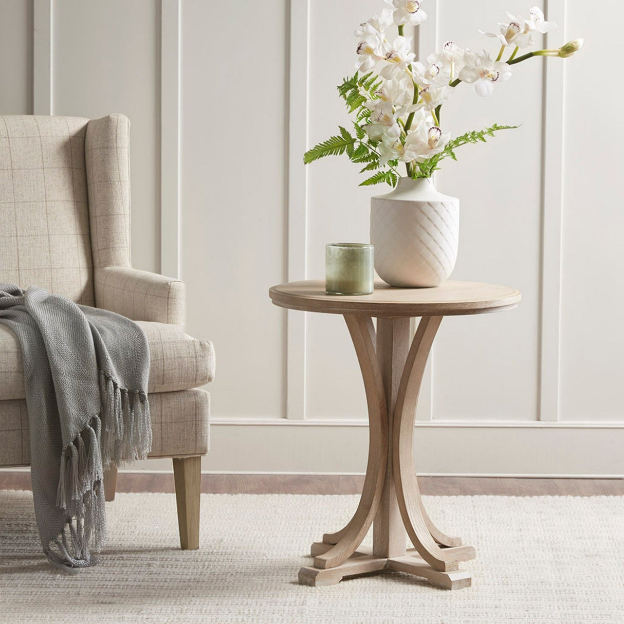Solid Wood & Ash Veneer Accent Table - OROA