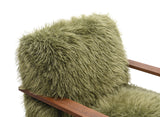 Green Faux Fur and Walnut Accent Chair | OROA