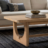 Turnkey Coffee Table with Trestle Base, Antique Natural Brown Reclaimed Pine - OROA Modern Furniture