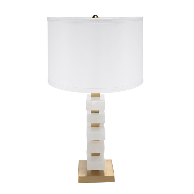 White and Gold Alabaster Slab Table Lamp