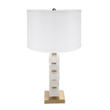 White and Gold Alabaster Slab Table Lamp