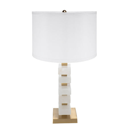 White and Gold Alabaster Slab Table Lamp