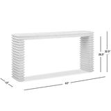 Veda Whitewashed Reclaimed Pine Geometric Console Table with Slim Stacked Legs - OROA Modern Furniture