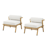 Teak Outdoor Patio Iron Club Chair (S/2) - Off White -Fioraa