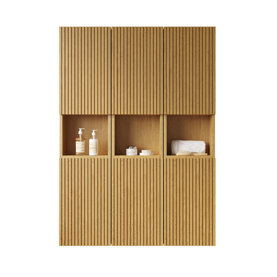 59" Golden Oak Modular Bathroom Storage Cabinet | OROA