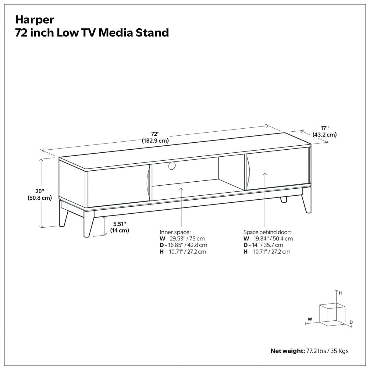 Media Unit - Solid Wood Finish - OROA