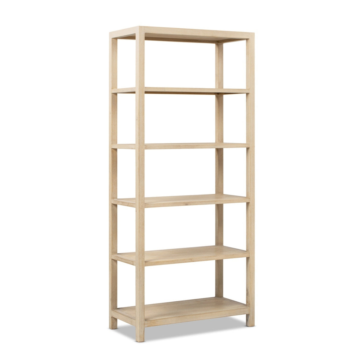 Ellis Reclaimed Pine 5-Shelf Open Frame Bookcase, Light Natural Cerused - OROA Online Furniture