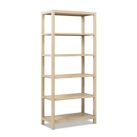 Ellis Reclaimed Pine 5-Shelf Open Frame Bookcase, Light Natural Cerused - OROA Online Furniture