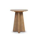 Clarence Rectangular End Table with Sculptural Pedestal Base, Antique Natural Brown Reclaimed Pine - OROA Online Furniture