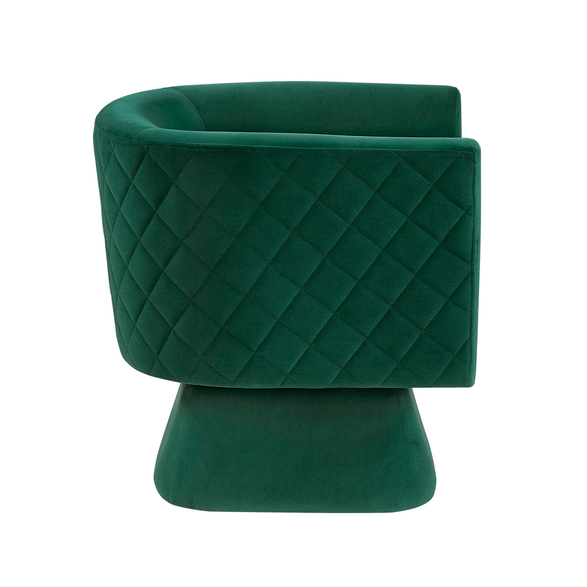 Emerald Green Diamond Stitched Velvet Swivel Chair – OROA, view 3
