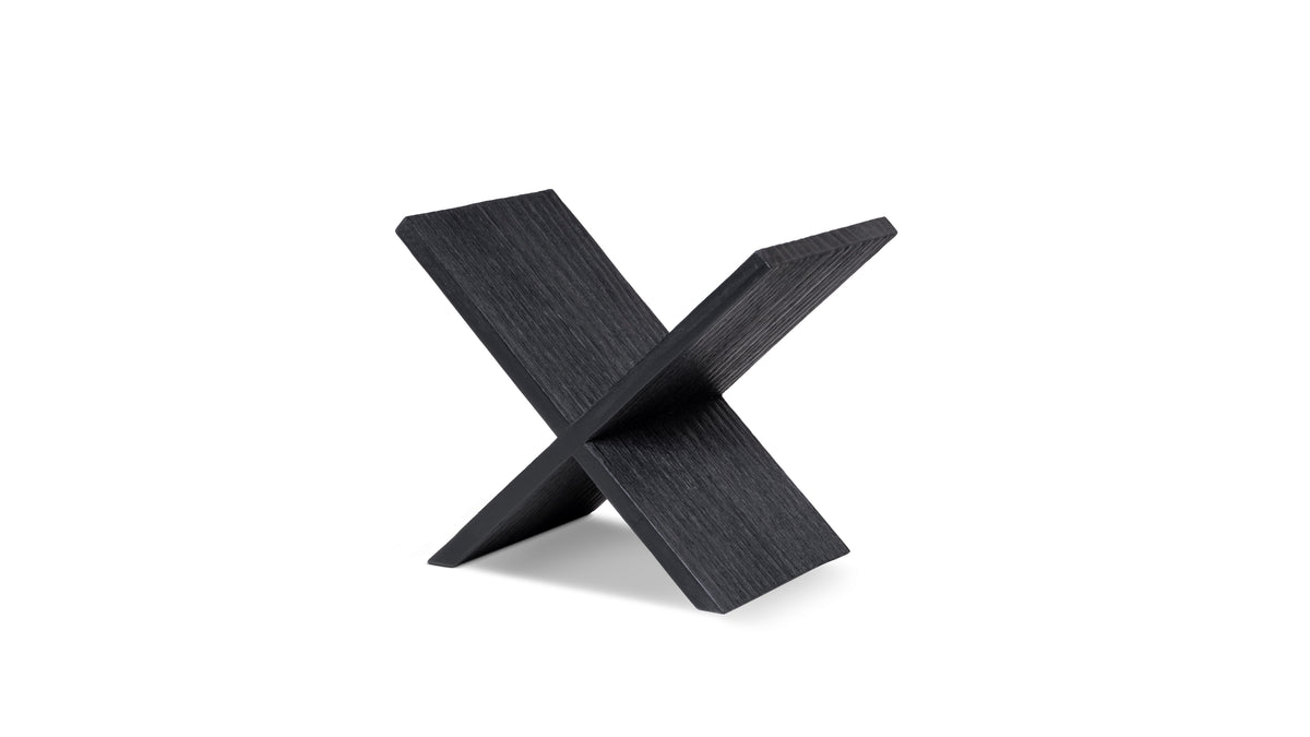 Otto X-Shaped Wood Display Shelf, Matte Black Reclaimed Pine - OROA Modern Furniture
