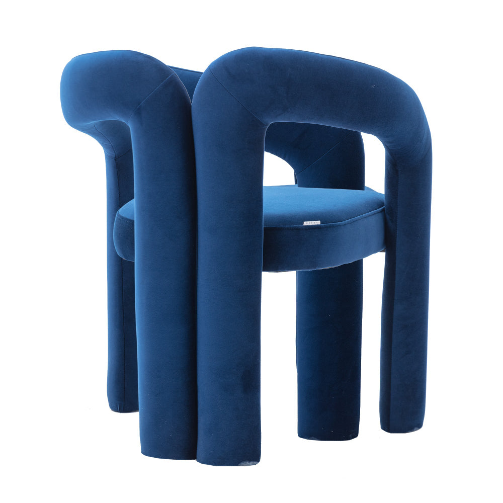 Navy Velvet Curved-Back Dining Chair | Catchy
