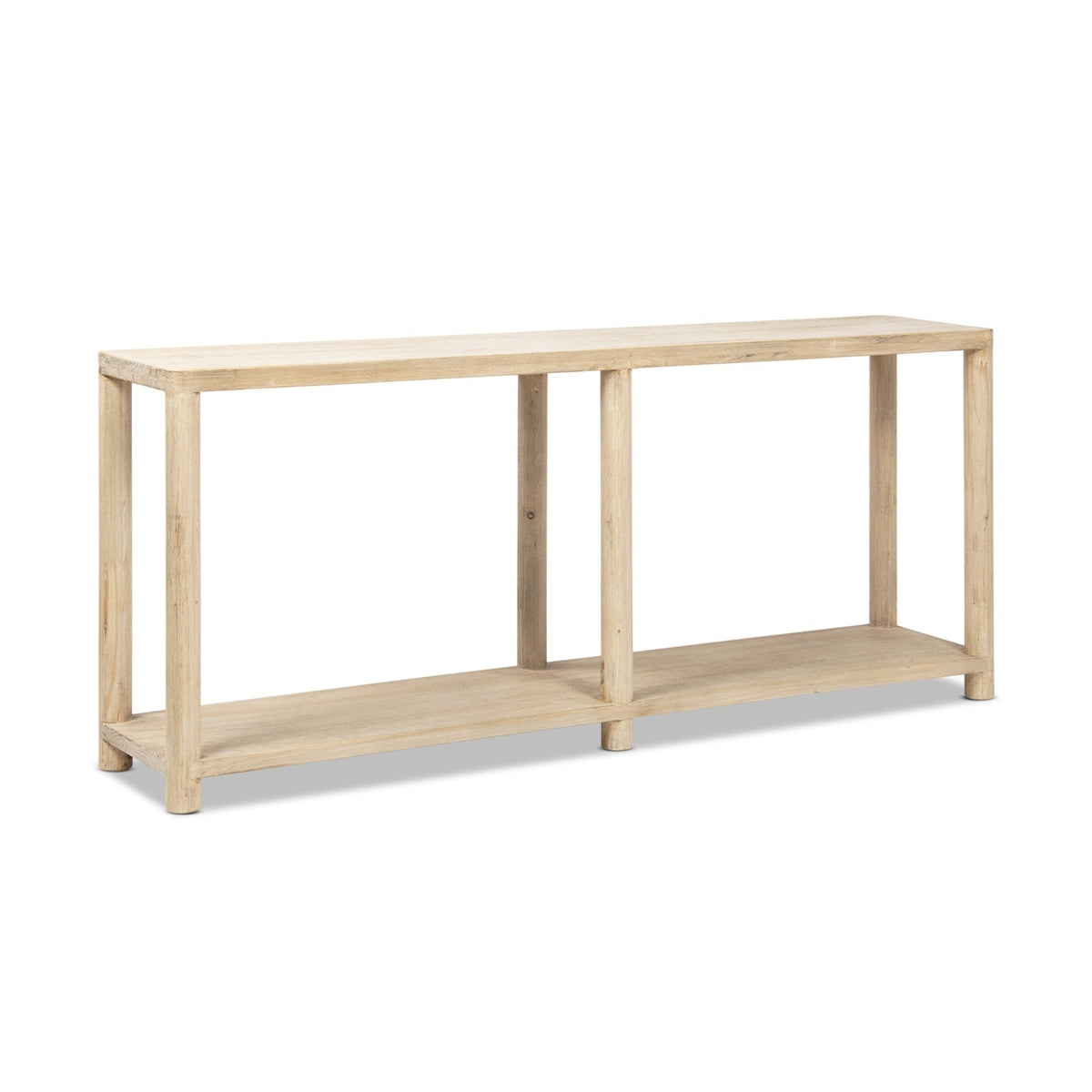 Milo Cerused Reclaimed Pine Console Table with Lower Shelf, Light Natural - OROA Online Furniture