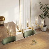 Island With Clear Ribbed Pendant Lamp Satin - Antique Brass - OROA