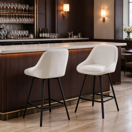 Cream Chenille Swivel Counter Stools, Set of 2 | Catchy