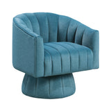 Dark Teal Channel Stitched Velvet Swivel Chair – OROA, view 1