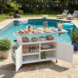 Foldable Outdoor Kitchen Island Patio Cart - White
