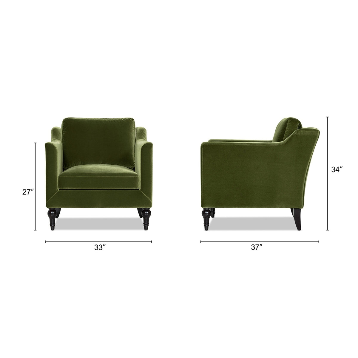 Josephine Upholstered Accent Chair with Wooden Legs, Olive Green Performance Velvet - OROA Online Furniture