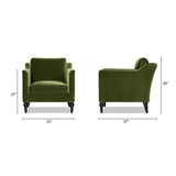 Josephine Upholstered Accent Chair with Wooden Legs, Olive Green Performance Velvet - OROA Online Furniture