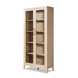 Marlowe Glass Door Display Cabinet, Brushed White Reclaimed Pine - OROA Modern Furniture
