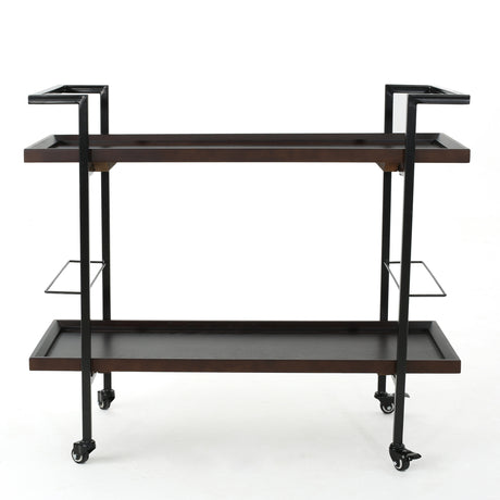 Modern European furniture - Modern Industrial Walnut Wood Bar Cart - www.oroa.com