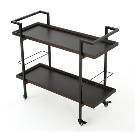 Modern European furniture - Modern Industrial Walnut Wood Bar Cart - www.oroa.com