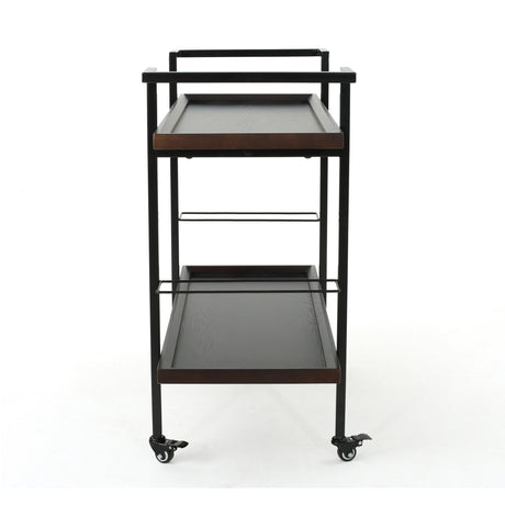 Modern European furniture - Modern Industrial Walnut Wood Bar Cart - www.oroa.com