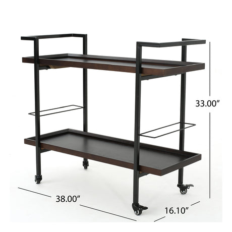 Modern European furniture - Modern Industrial Walnut Wood Bar Cart - www.oroa.com