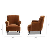 Eloise Pleated Sock Arm Accent Armchair, Burnt Orange Performance Velvet - OROA Modern Furniture