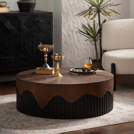 Handcrafted Round Walnut Coffee Table | OROA