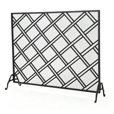 Modern European furniture - Elegant Black Iron Fireplace Fire Screen Barrier - www.oroa.com