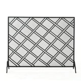 Modern European furniture - Elegant Black Iron Fireplace Fire Screen Barrier- www.oroa.com
