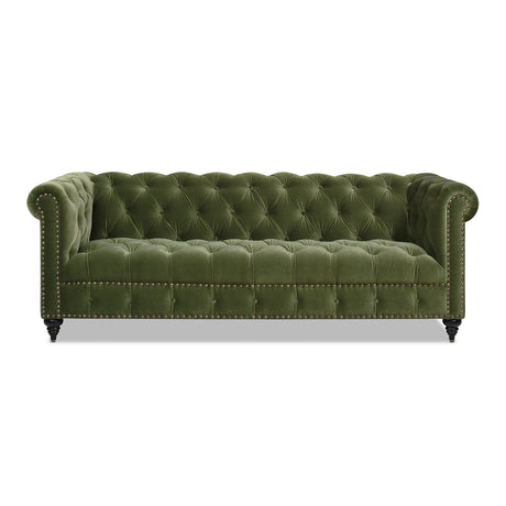 Green velvet tufted sofa 