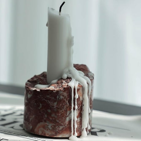 Rosso Red Marble Taper Candle Holder - OROA