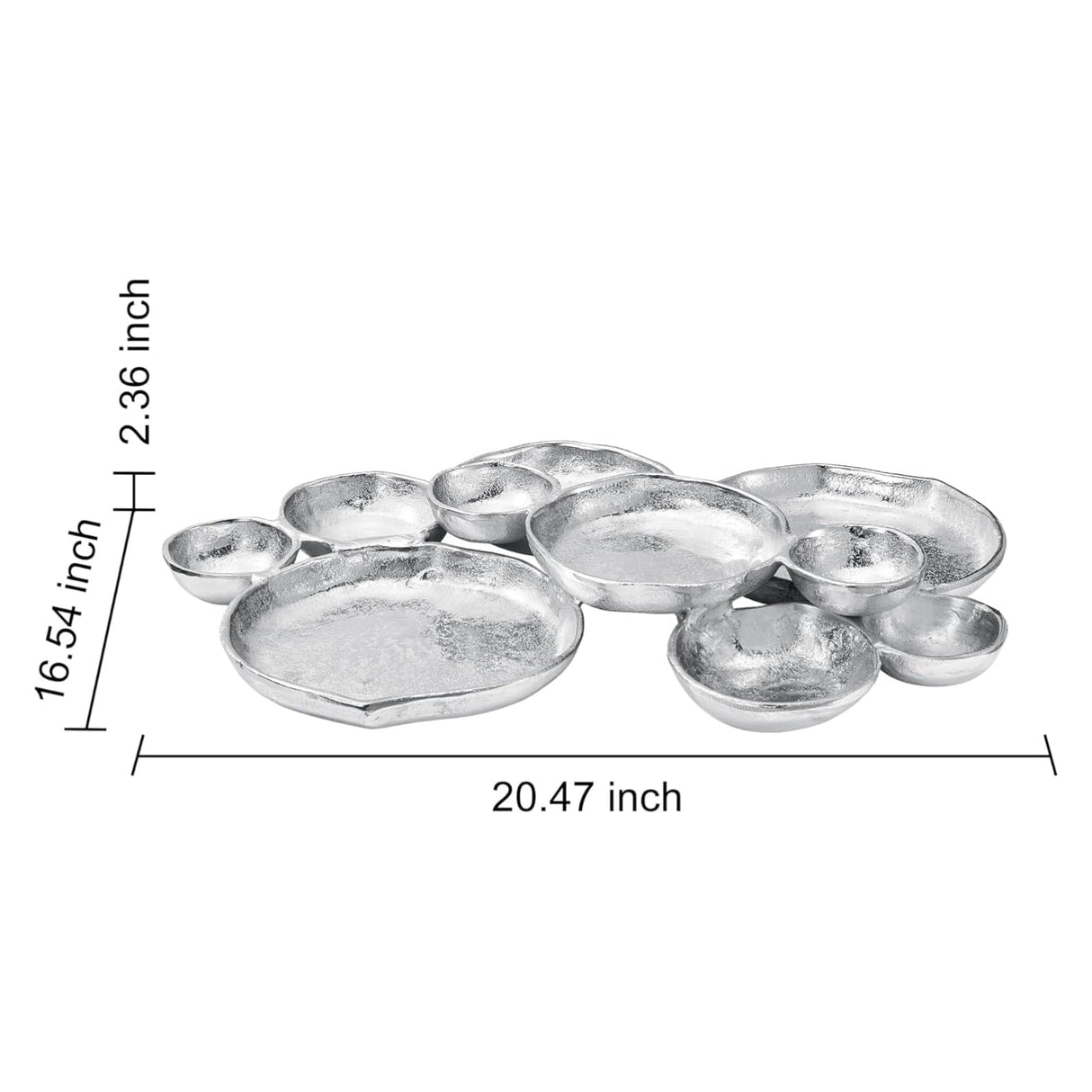Cluster of 10 Round Serving Bowls Silver Clusters Decorative Tray